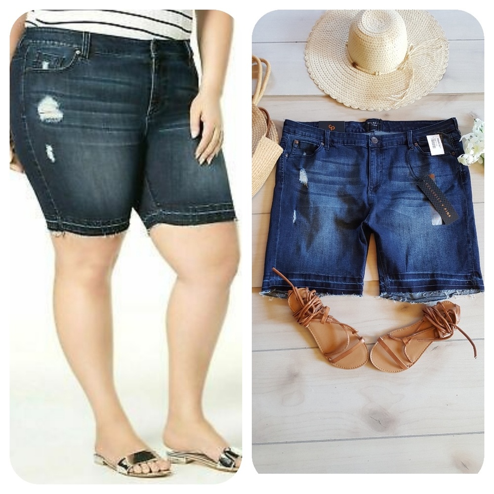 Celebrity Pink distress Bermuda jean shorts